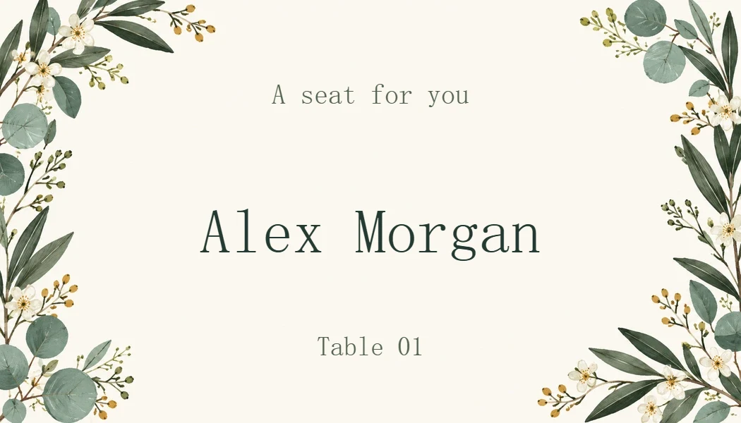 Example exports: Place card
